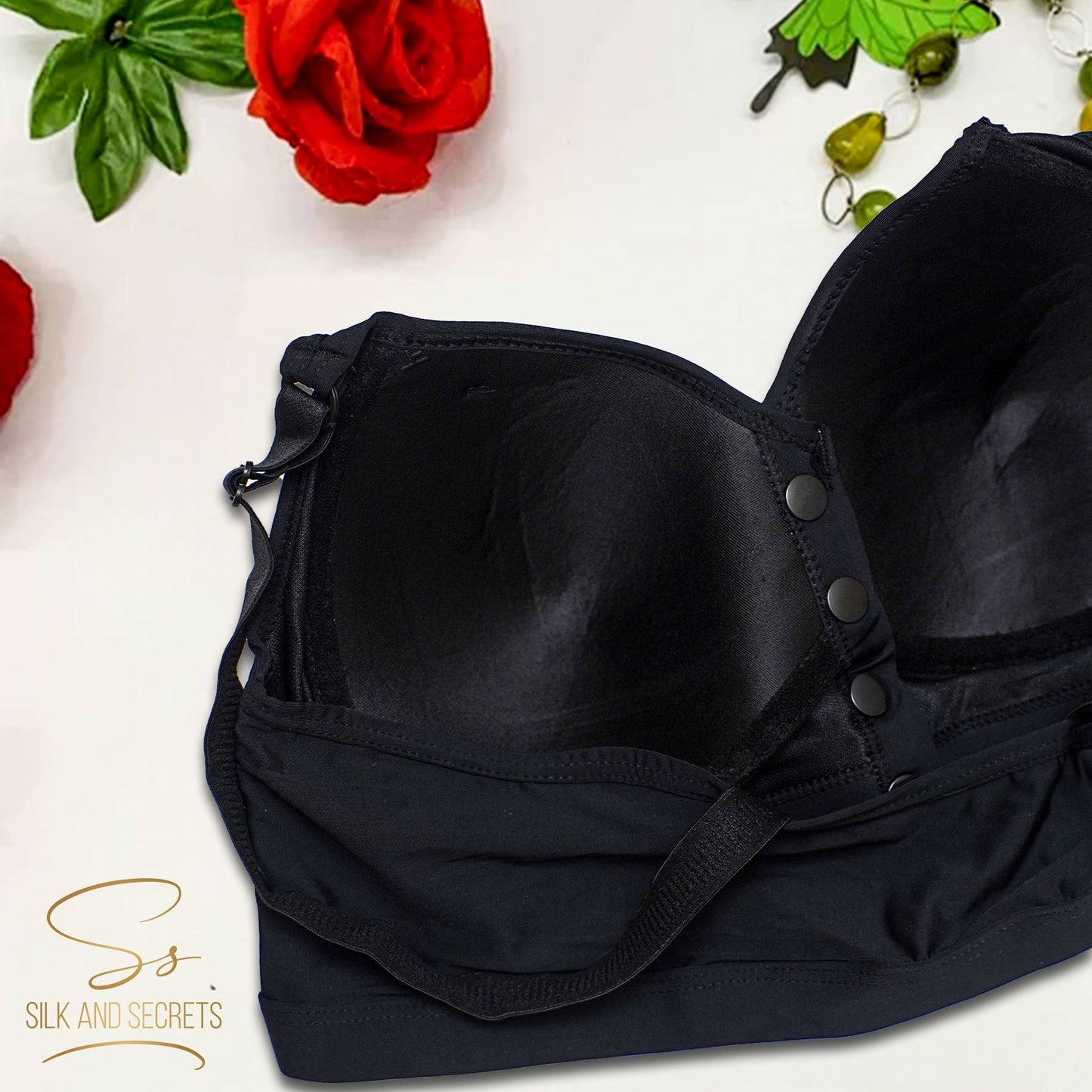 Front-Open Bra with Three-Button Closure