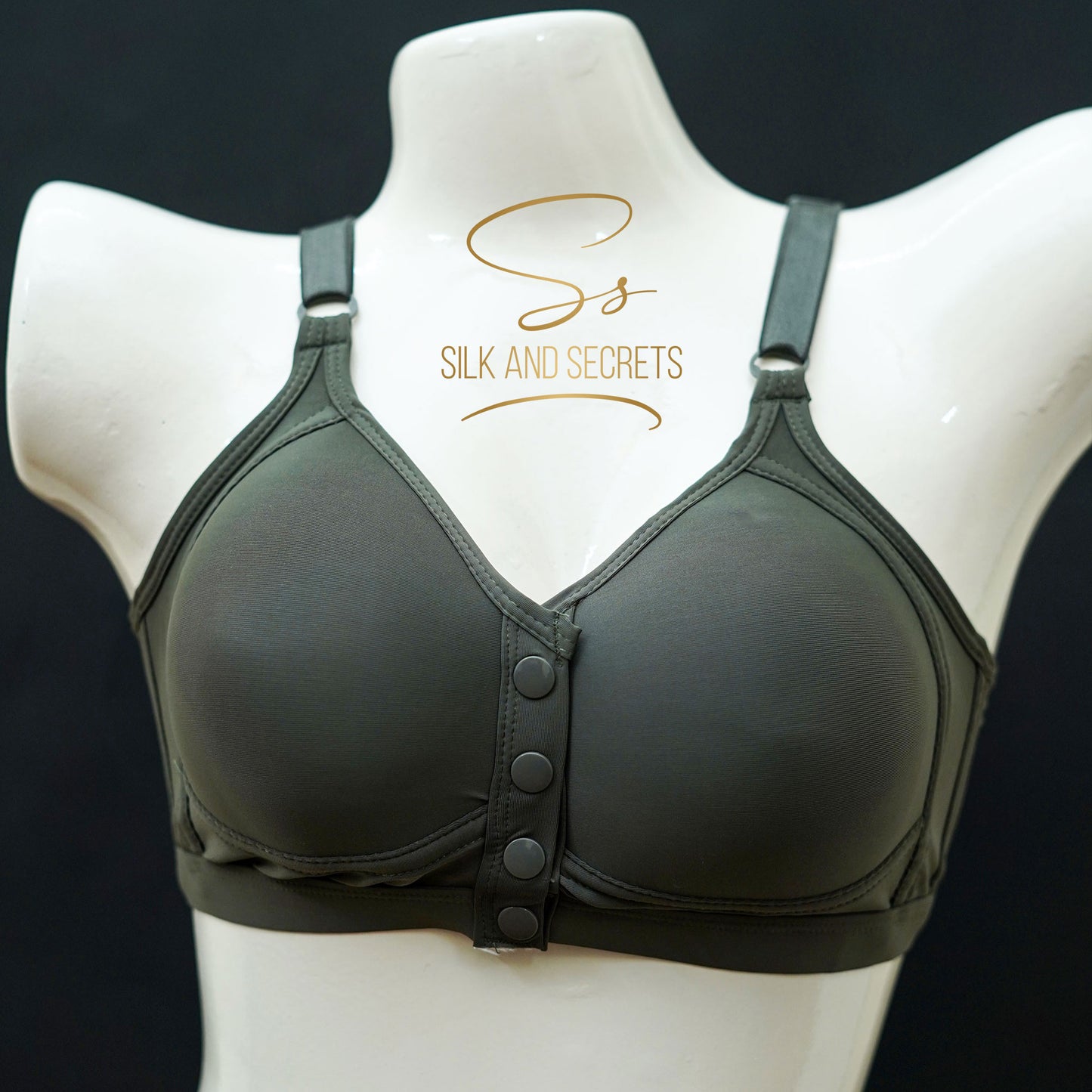 Front-Open Bra with Three-Button Closure