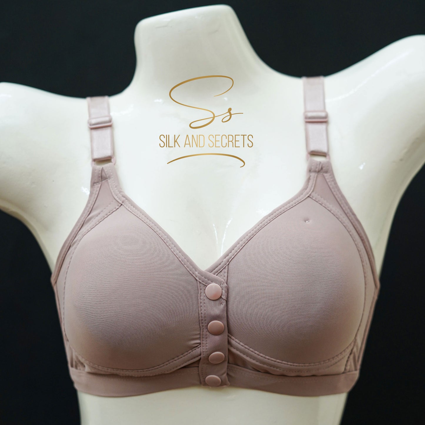Front-Open Bra with Three-Button Closure