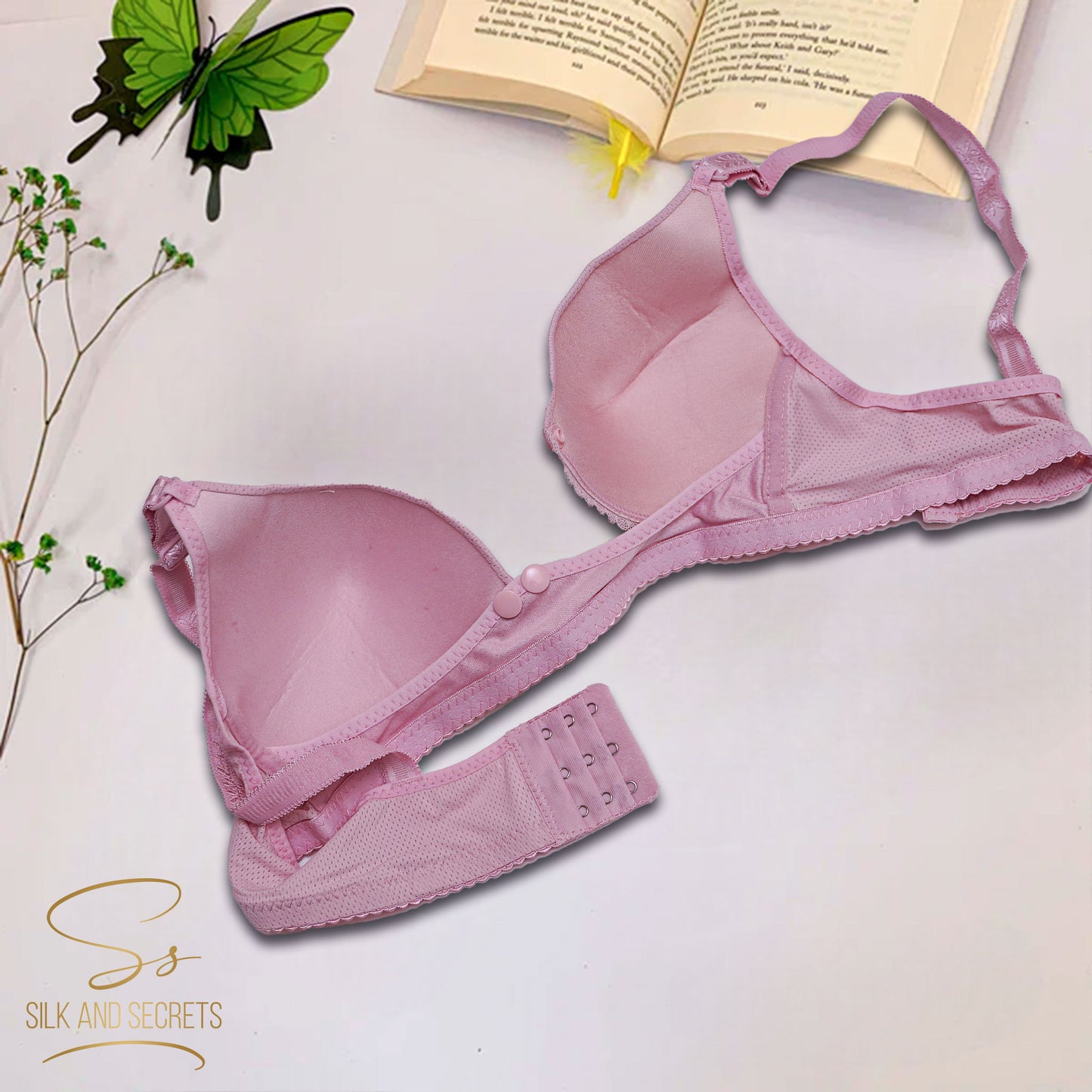 Front Open Single Button Padded Non-Wired Comfort Bra