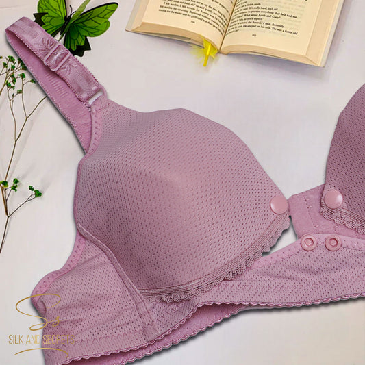 Front Open Single Button Padded Non-Wired Comfort Bra