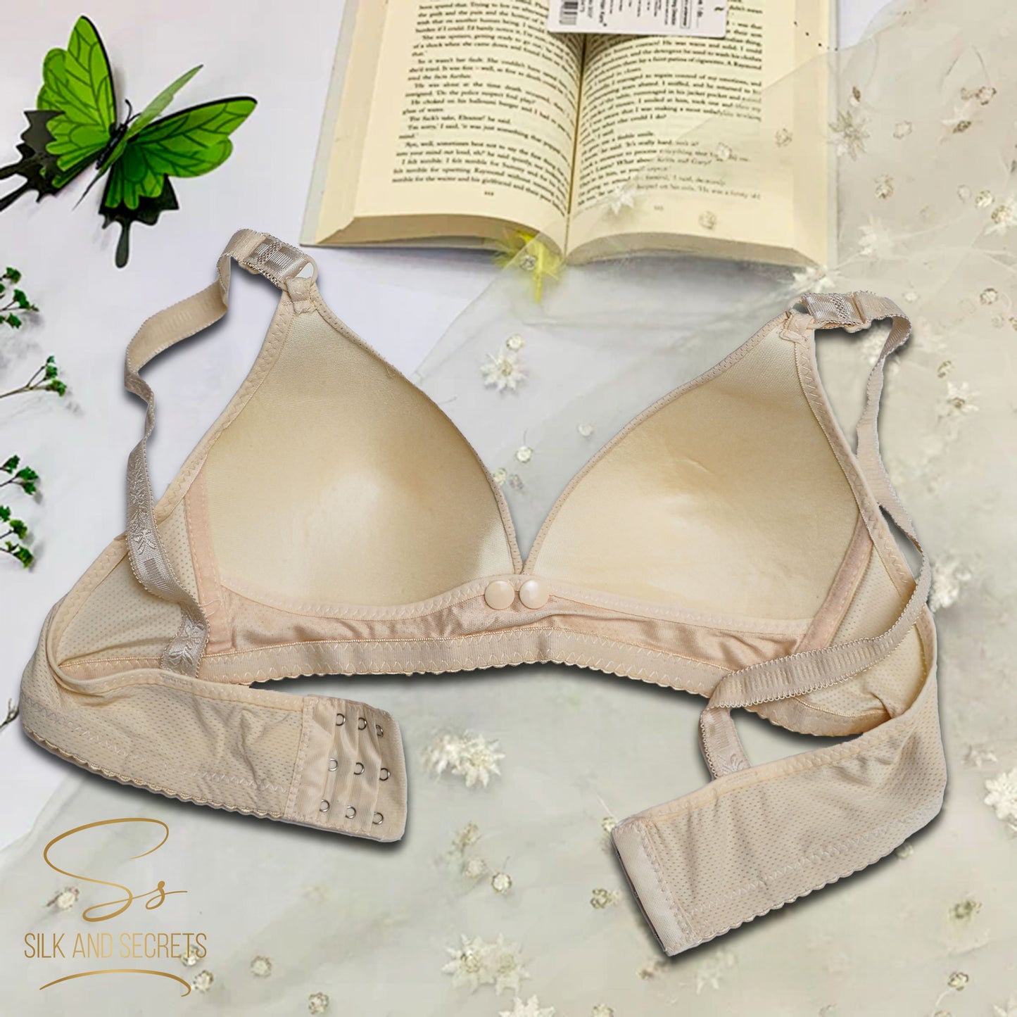 Front Open Single Button Padded Non-Wired Comfort Bra