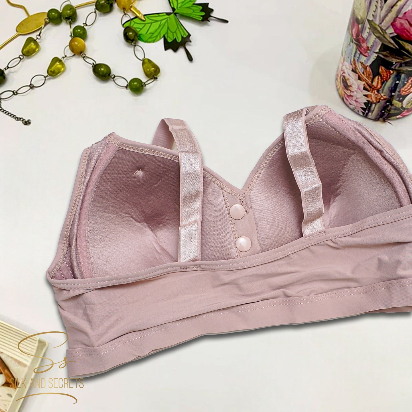 Front-Open Bra with Three-Button Closure