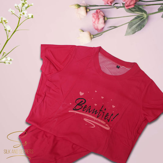 Pink Beauties Nightwear T-Shirt & Trouser Set
