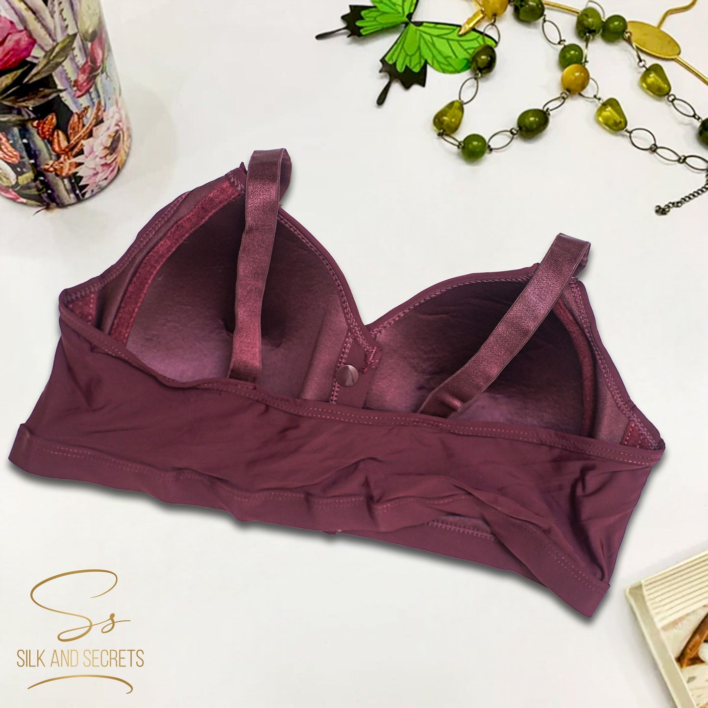 Front-Open Bra with Three-Button Closure