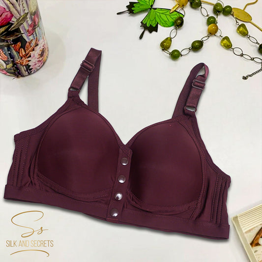 Front-Open Bra with Three-Button Closure