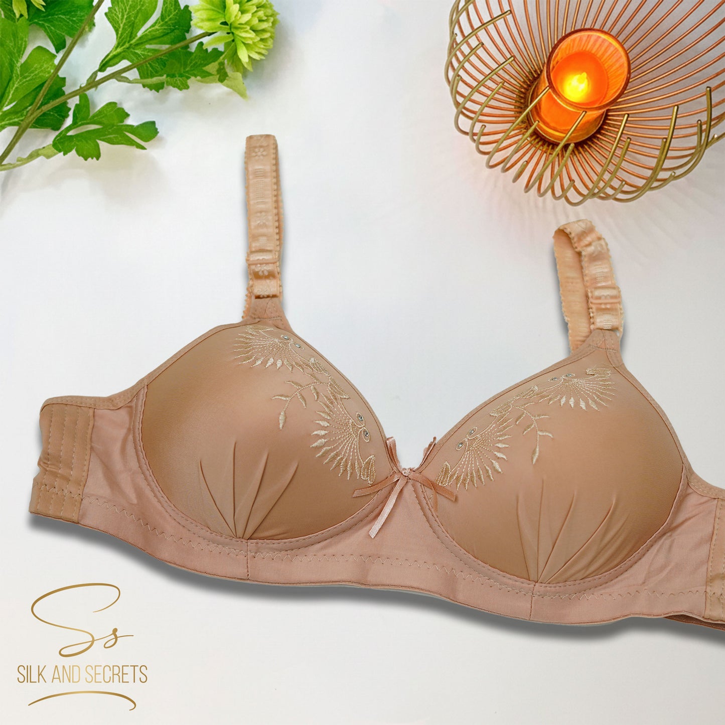 Elegant Embroidered Push-Up Single Padded Non-Wired Bra