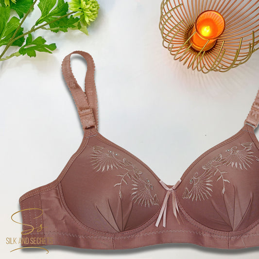 Elegant Embroidered Push-Up Single Padded Non-Wired Bra