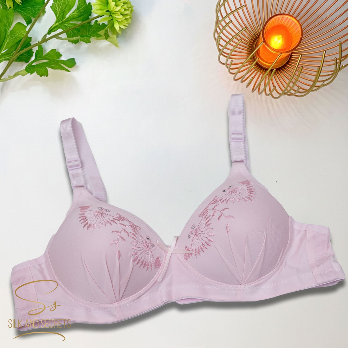 Elegant Embroidered Push-Up Single Padded Non-Wired Bra