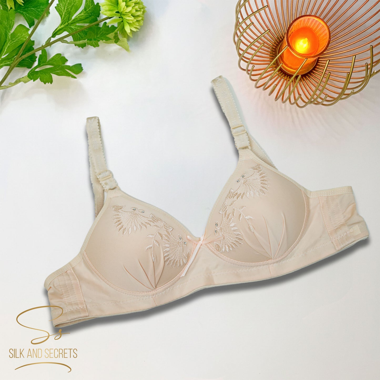 Elegant Embroidered Push-Up Single Padded Non-Wired Bra