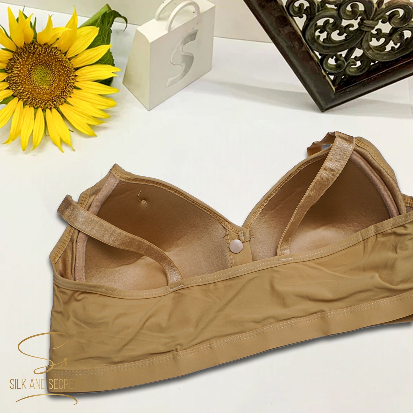 Front-Open Bra with Three-Button Closure