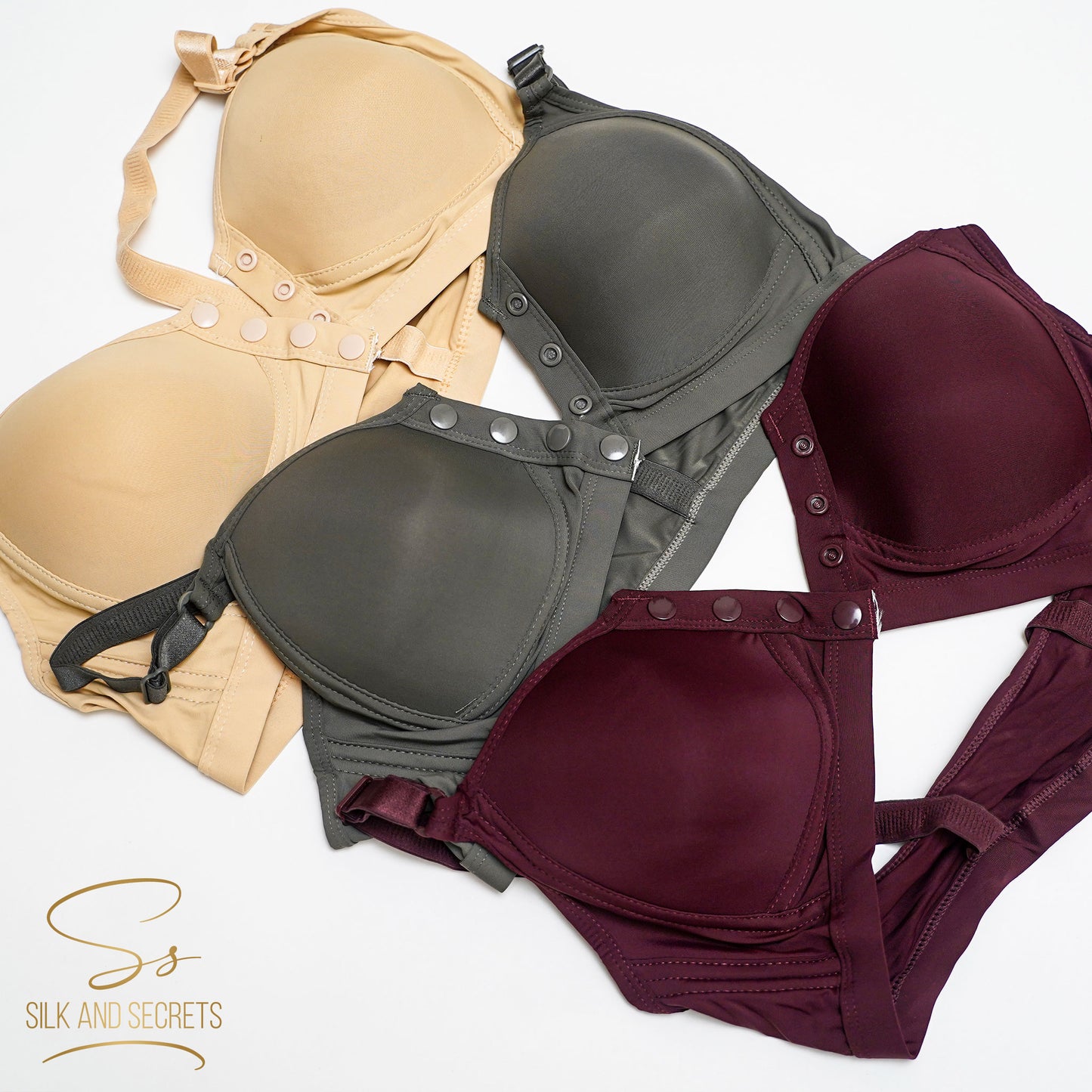 Front-Open Bra with Three-Button Closure