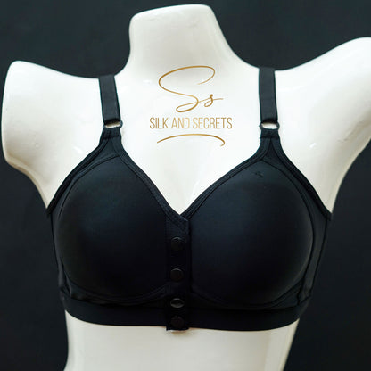 Front-Open Bra with Three-Button Closure