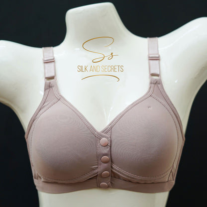 Front-Open Bra with Three-Button Closure