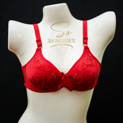 Elegant Embroidered Push-Up Single Padded Non-Wired Bra