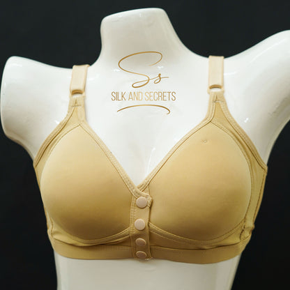 Front-Open Bra with Three-Button Closure