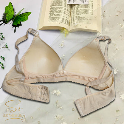 Front Open Single Button Padded Non-Wired Comfort Bra