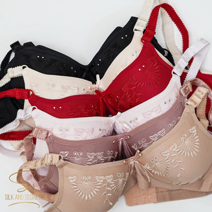 Elegant Embroidered Push-Up Single Padded Non-Wired Bra